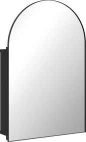 HOMCOM Szafka z lustrem do łazienki, zaokrąglona, drzwi 180°, 3 półki, metal, czarny 50 x 12 x 76 cm | Aosom PL