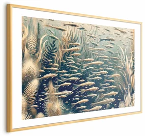 Plakat Oceaniczna przyroda 60x40 cm z ramą złotą z marginesem ARTGEIST B