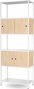 Regał biurowy metalowy z szafkami Eco Design Ariel, 80x40x220 cm, dąb sonoma/biały
