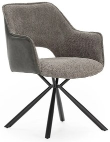 Szare tapicerowane fotele jadalniane zestaw z podłokietnikami 2 szt. Mariel – Marckeric