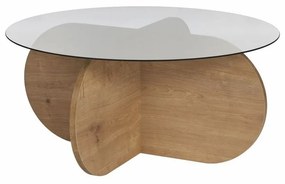 Stolik konferencyjny Aeris Sapphire Oak z ciemnym szkłem