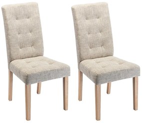 Zestaw 2 krzeseł VILLOSA - Tkanina i nogi z drewna - Kolor: Beżowy