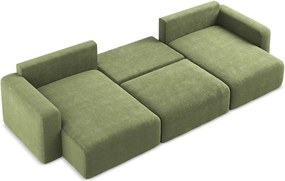 Zielony rozkładany/ze schowkiem narożnik z tkaniny szenilowej (w kształcie litery U) Kona – Makamii