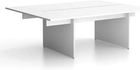 Biurko double SOLID + 1x rozszerzenie blatu, 210x165 cm, biały