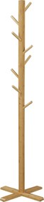 HOMCOM Wieszak stojący 8 Haków Wodoodporność i trwałość Zajmuje mało miejsca Materiał bambusowy 49,5 x 49,5 x 178 cm Naturalny  | Aosom PL