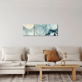 Obraz - Malowanie księżyca w pełni (z zegarem) (90x30 cm)