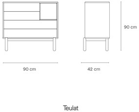 Ciemnoszara niska komoda 90x90 cm Corvo – Teulat