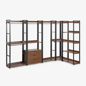 Modułowa Otwarta Szafka Narożna 5-częściowa Ze Stali I Mdf Ariaster Czarna - Sklum