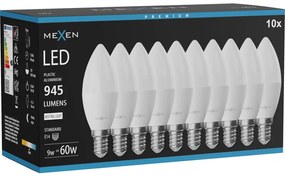 Mexen Nova 10x żarówka LED E14, C37, 9W, Neutralna - 4000K, 945 lm - L102-E14-0940-01x10