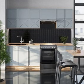 Aneks kuchenny jasnoniebiesko-szary/złoty dąb 240x60x81.6 fame-line