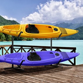 SPORTNOW Uchwyt na 2 kajaki, deski surfingowe, stojaki do SUP, rama metalowa, regulacja szerokości 144-180 cm