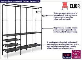 Czarna garderoba z 8 półkami - Dister 3X