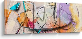 Obraz - Abstrakcja, ptaszek (z zegarem) (90x30 cm)