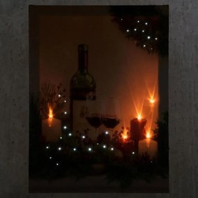 Podświetlany obraz -  świece z winem, 5 LED, 30 x 40 cm