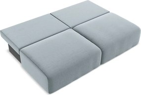 Niebieska aksamitna rozkładana/ze schowkiem sofa 216 cm Kalena – Makamii