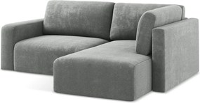 Szary rozkładany/ze schowkiem narożnik z tkaniny szenilowej (prawostronny/w kształcie litery L) Kona – Makamii