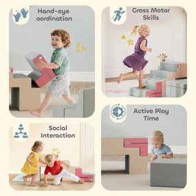 AIYAPLAY 2-częściowy zestaw miękkich klocków dla małych dzieci, sztuczna skóra, pianka, do wspinania, budowania, zabawy, Wielokolorowy