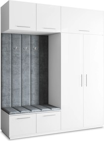Masseno Garderoba REMA 200/240/60 cm Nowoczesna Szafa do Przedpokoju Biała, MONOLITH 85 (Szary)