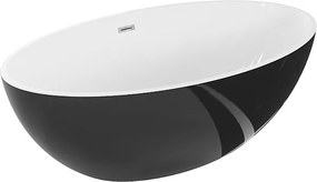 Mexen Nike wanna wolnostojąca 175 x 100 cm, biała/czarna, przelew chrom - 54071751075-01