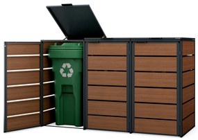 Zabudowa śmietnikowa 240L trzykomorowa, antracyt - orzech