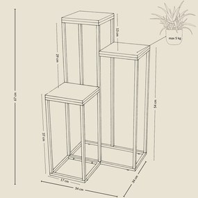 Kwietnik stojący wysoki BIOS na 3 kwiaty, 34 x 34 x 67 cm