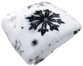 Biały koc ze świątecznym motywem z mikropluszu 150x200 cm Nord Flake – My House