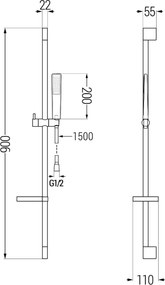 Mexen DS72 zestaw prysznicowy suwany, czarny - 785724583-70
