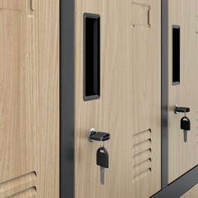 Szafa skrytkowa socjalna BHP antracytowa / dąb sonoma: Eco Design ROBERT, 1360 x 1720 x 450 mm