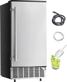 Maszyna do Lodu Pod Blatem SucceBuy, 36 kg/Dzień z Wbudowaną Drzwią Reversiblem, z Elektryczną Pompą Spustową