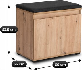 Szafka do przedpokoju z siedziskiem Venora 60 cm, dąb artisan/grafit