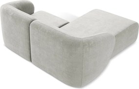 Jasnoszary narożnik z tkaniny szenilowej (lewostronny/z szezlongiem) Lani – Makamii