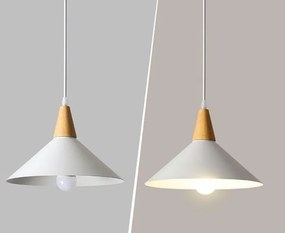 Lampa sufitowa metalowa z kloszem z litego drewna wisząca AT33-3SZ-White