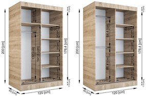 Szafa przesuwna MODUO COMFORT 120 antracyt/dąb sonoma z listwami MKPOL