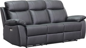 Kanapa 3-osobowa z elektryczną funkcją relaks ze skóry w kolorze czarnym VIPINO