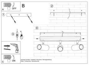 Czarna lampa sufitowa 6x45 cm Mira – Nice Lamps