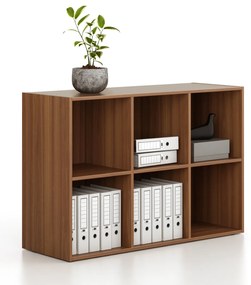 Regał FRAME, niski, 3 kolumny, 881 x 1299 x 450 mm, orzech