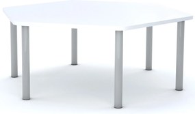 Stół szkolny Smart sześciokątny 140x120 cm, rozmiar 4-6, blat biały / nogi szare