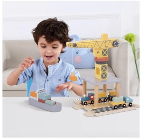 Tooky toy dźwig portowy drewniany zestaw