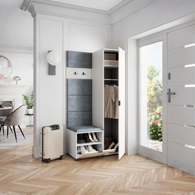 Masseno Garderoba LORI 95/181/51 cm Nowoczesna Szafa do Przedpokoju Biała, MONOLITH 85 (Szary)