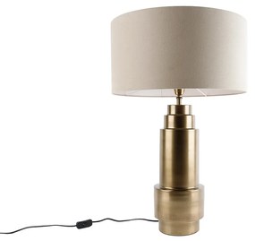 Lampa stołowa brązowy abażur z tkaniny jasnobrązowy 50 cm - Bruut ArtDeco Oswietlenie wewnetrzne