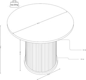 Stolik kawowy ryflowany SCAVA, Ø 70 x 40 cm