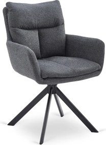 Krzesło Tapicerowane Obrotowe do Salonu PAUL Ciemnoszare Nowoczesne