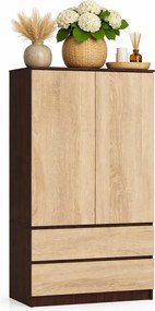 Szafa z drążkiem na ubrania wenge + dąb sonoma E1-D73