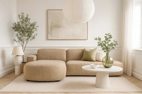 Narożnik modułowy CURSAL G lewostronny 271×166×73 cm – jasno brązowy Raven 34, zaokrąglone leżanki, wolnostojący