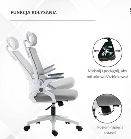 Vinsetto Ergonomiczne Krzesło Biurowe Regulowana Podgłówka 58x61x119cm Szary | Aosom PL