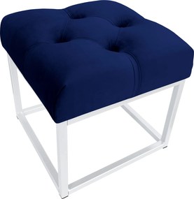 Pufa CHESTERFIELD tkanina Welur loft ławka podnóżek metal : Kolor Stelaża - Biały, Kolor tkaniny - VELVET - MG16, Typ tkaniny - Velvet