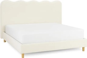 Łóżko Tapicerowane 180x200 cm IZMIR ze Stelażem Dwuosobowe Boucle Kremowe