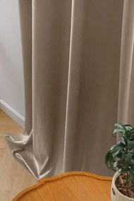 Beżowa zasłona zaciemniająca VELVET 140x270 cm Zawieszanie: Taśma z wiązaniami