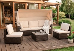 Zestaw mebli ogrodowych Evora technorattan sofa z daszkiem + 2 fotele