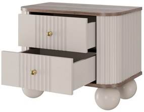Zestaw szafek nocnych Vesper 56 cm - kaszmir / orzech / złote uchwyty / nogi kule